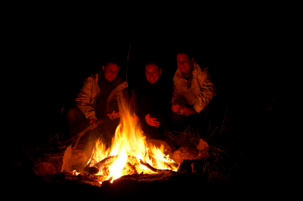 campfire with people