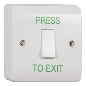CQR White Plastic "PRESS TO EXIT" Exit Button
