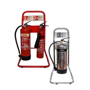Single or Double Metal Extinguisher Stand in Red or Chrome