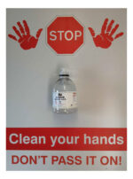 Stop Clean Your Hands Sign Board With Alcohol Hand Sanitiser